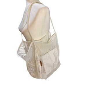 Mesh & Canvas Tote Bag With Front Pocket